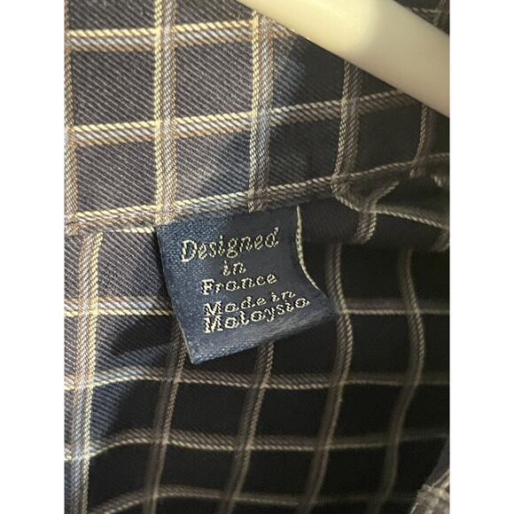 Faconnable Shirt Mens Large Blue Plaid Club Shirt Long Sleeve Button Up - Picture 5 of 9